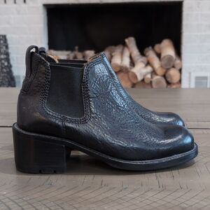 Y2k Cole Haan Black Leather Chunky Wooden Stacked Lug Sole Chelsea  Boot 5.5